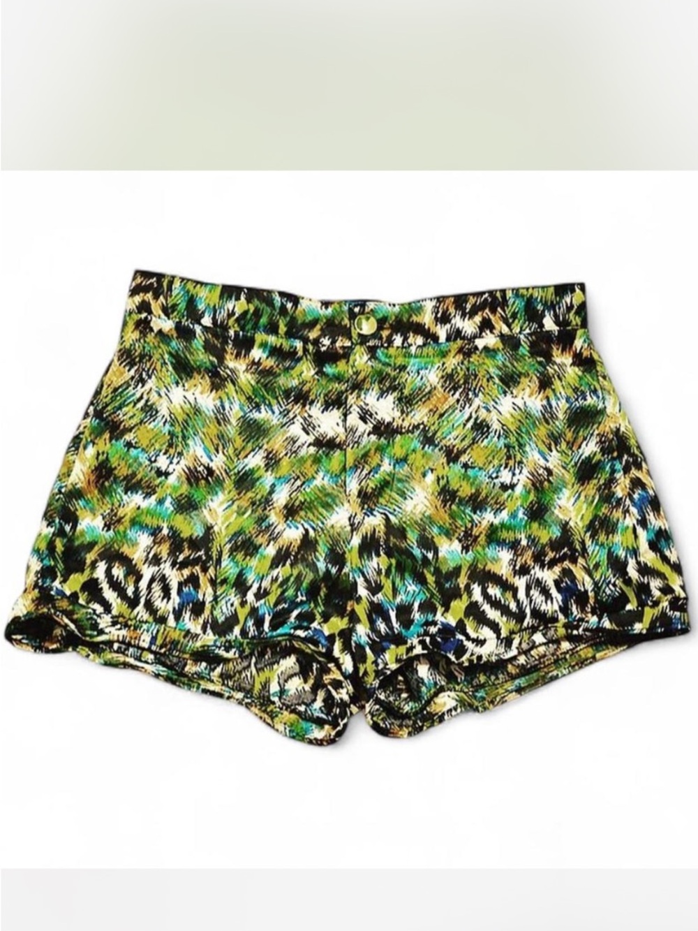 Women’s High-Waist Printed Summer Shorts - Green Multicolor
